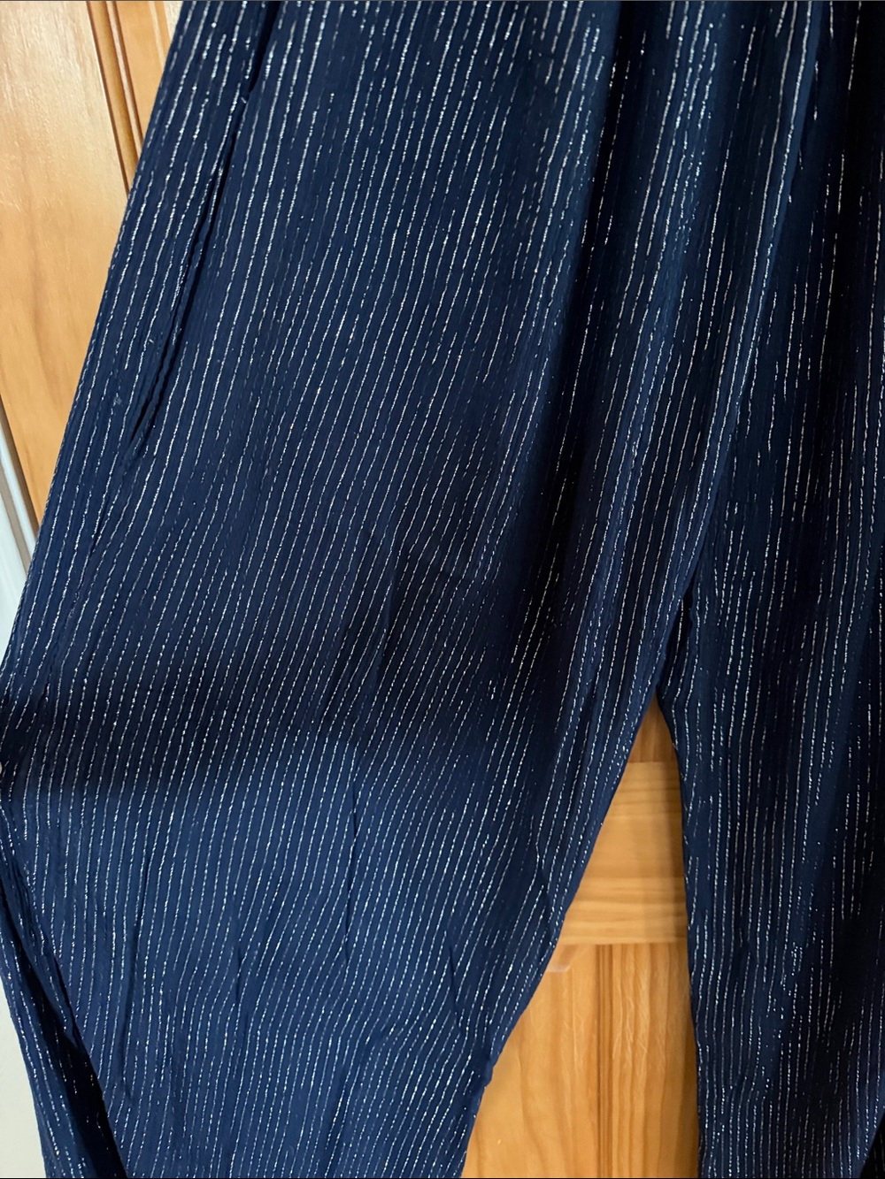 Suzi Kondi BESA Metallic Blue Crinkled Wide-Leg Jumpsuit XS - Picture 4 of 5